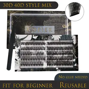 Self-Adhesive Lash Clusters - Reusable Press-On Eyelashes (10-18mm) | Beginner-Friendly Individual Lash Extension Kit with Tweezers - No Glue Needed