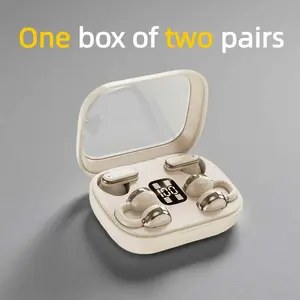Fluffdrip Q10 2026 Wireless Earbuds 2 Pairs Clip-On Couples Fashion Mini Headset Music Gaming Earphones for Android iPhone Sports Earpieces tiny size invisible earbuds 2-in-1 wireless bluetooth