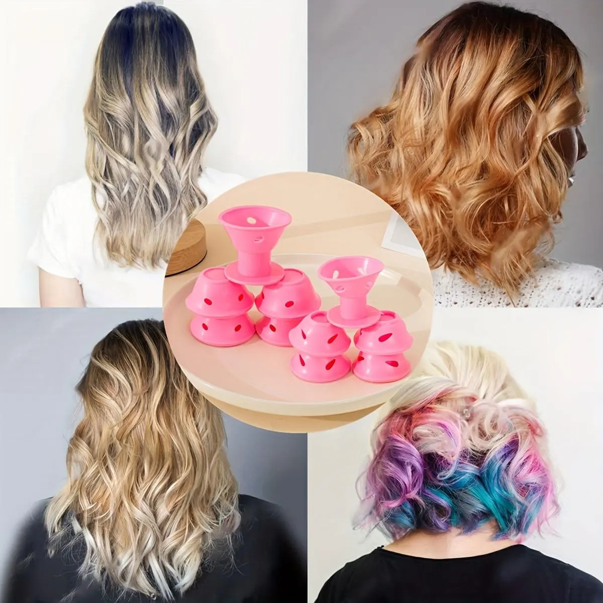 Silicone Hair Curlers: Mushroom Bell Curling Iron Rollers, Reusable No Clip Magic DIY Hair Styling Tools Styler Curling Tool with PVC Bag