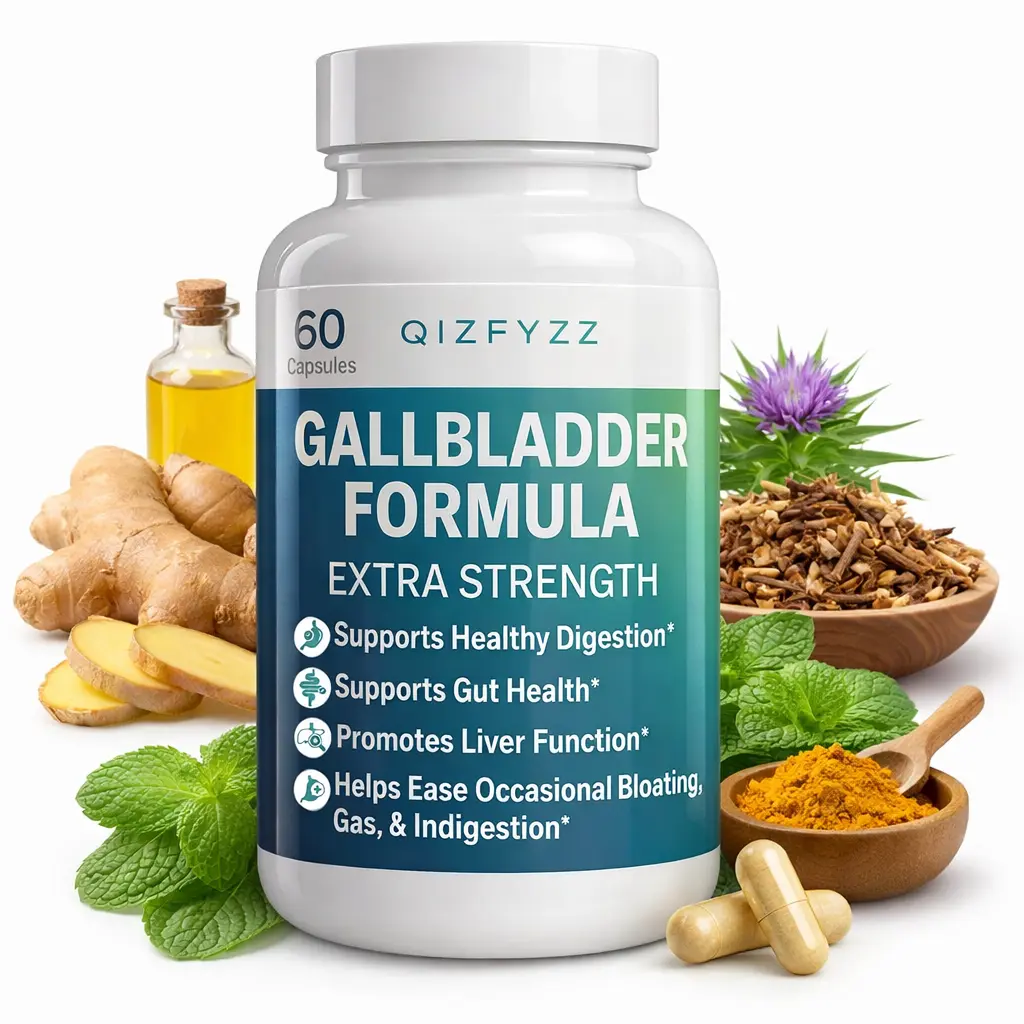 Extra Strength GMP Certified Natural Gallbladder Support Dietary Supplement - Ox Bile Powder, Conjugated Bile Acids, Proprietary Enzymes - Gut Support, Bloat Relief, Healthcare - 60 Veggie Capsules, 30-Day Supply, Capsule Form for Easy Use