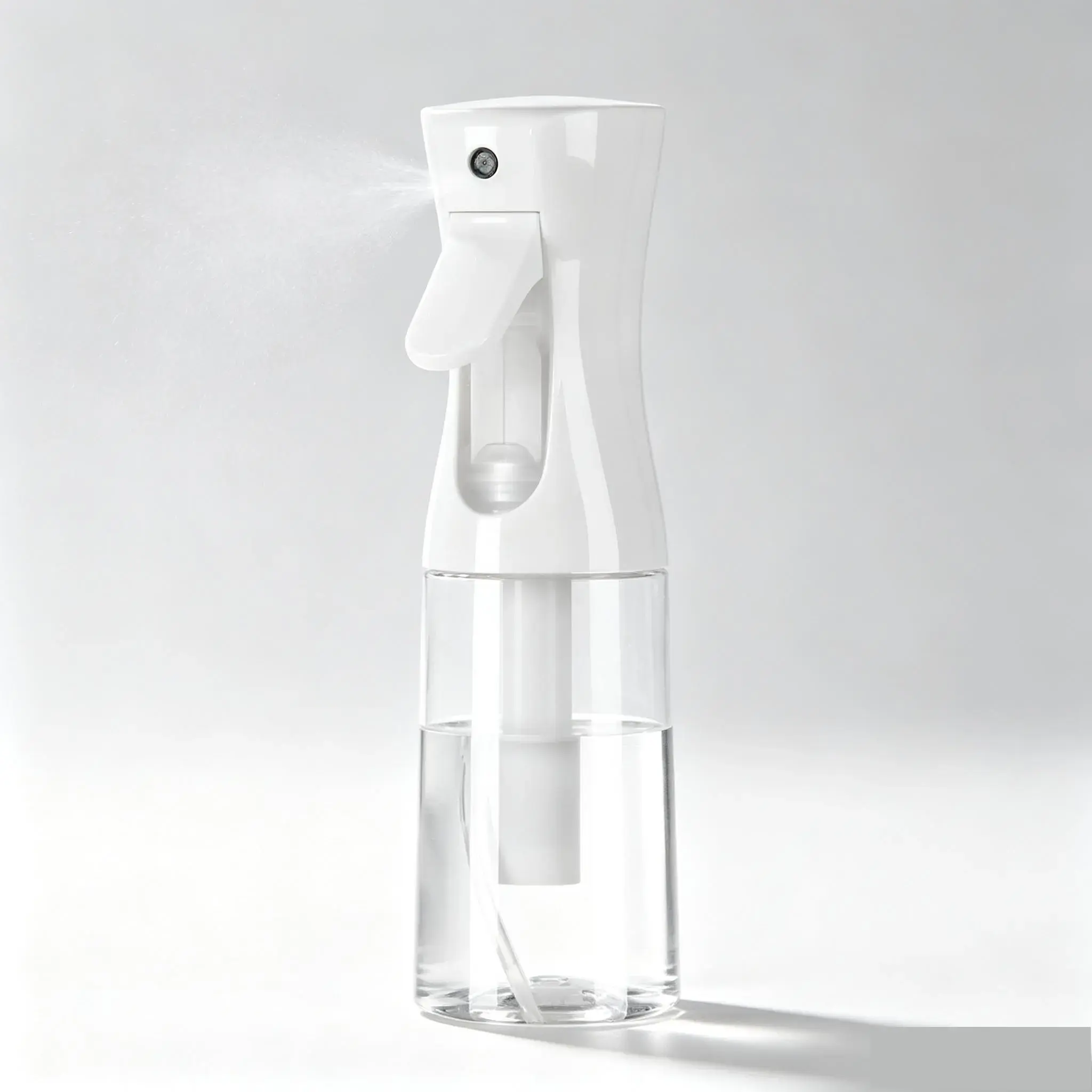 Continuous Ultra Fine Mist Spray Bottle, Clear Ergonomic Hair Spray Bottle, Leakproof Refillable Mister for Hair Salon, Hairstyling, Skin Care, Plant Care and Household Cleaning, 6.8 oz / 200ml