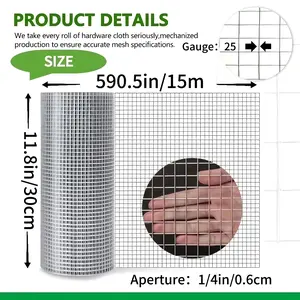 Hot Dipped Galvanized Welded Wire Mesh Heavy Duty Rust Proof Long Lasting for Construction Fencing Animal Cages Garden Support Home Projects