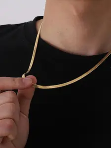 Stainless Steel Snake Bone Chain Necklace, Flat Blade Design, Unisex Clavicle Jewelry, Suitable for Daily Wear & Parties, Shiny Finish