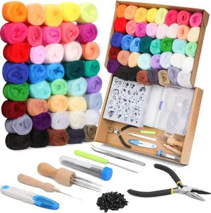 1Set Needle Felting Kit, Needle Felting 40 Colors Set, Needle Wool Felting Tools Kit for Beginners, Needle Felting Starter Kits with Felting Needles for Felted Needle Felting Supplies