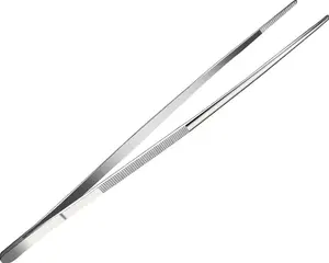 Large Chef Tweezers with Wide Serrated Jaws 12" Stainless Steel Kitchen Tongs for Grilling Cooking Plating Serving Food