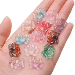 5pcs 21x16mm Colorful Glass Beads Double Hole Lotus Flower Beads for Bracelet Necklace Earring DIY Jewelry Making Craft bedazzling kit