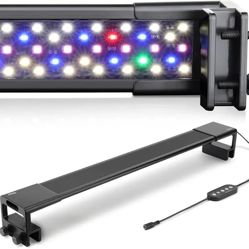 hygger Full Spectrum LED Aquarium Light for Freshwater Fish Tanks - 2-side Mount Fit, 24/7 Plant Light, Auto Timer On/Off, Multi-Color Lighting, Adjustable Brightness, External Controller, 10W,14W,18W,24W,26W,36W,48W