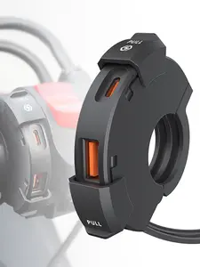 12V-24V Annular Motorcycle USB Charger, 30W+18W Quick Charge 3.0 Dual USB Motorcycle Phone Charger, Waterproof Motor Parts Accessories for Phone, Tablet, GPS, etc