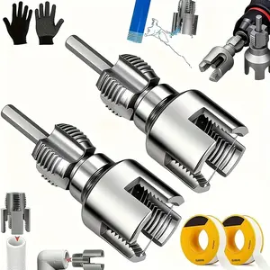 Upgraded Electric Drill Compatible High-Speed Steel Pipe Thread Cutting Tool 2025 Pipe Thread Cutting Tool PVC Pipe Threader Kit Pipe Threader Inside and Outside for Hose 1/ 2" and 3/ 4" Thread Cutting Tools for Professional Plumbing and DIY Projects