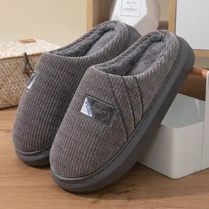 Men's Autumn Winter Thick Bottom Anti Slip Warm Cotton Slippers For Home Women New EVA Fluffy