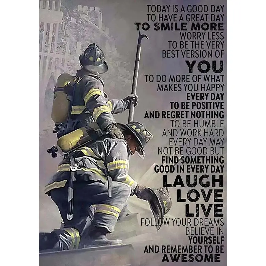 Decoration Room A Good Great Day Laugh Love Live Firefighter Poster