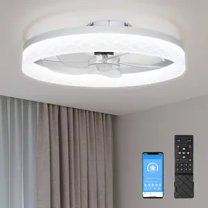 Two-in-one fan and light, remote-controlled ceiling fan, adjustable wind speed ceiling lamp, silent AC motor, LED light, timer setting, adjustable brightness fan, suitable for bedrooms, living rooms, bathrooms, dining rooms,Lighting,SpringGlowUp