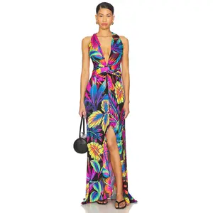 Luli Fama Neon Nights Maxi Dress in Multicolor