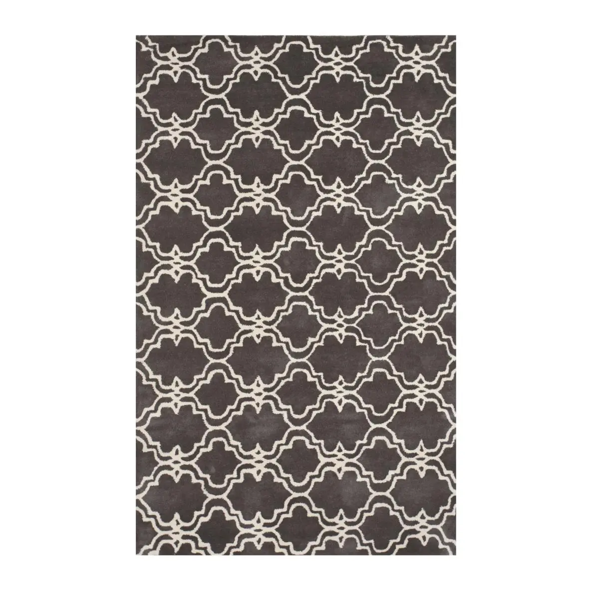 Moroccan ME4GY5X8 Hand-tufted Wool Gray Traditional Trellis Moroccan Rug