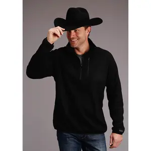Men's Stetson Black Western Quarter Zip Sweater