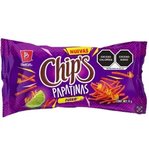 10 Chips Papatinas Fuego 31g (Snack, Mexican Chips) Crunchy Spicy Crispy
