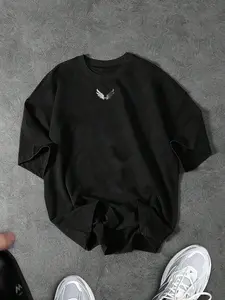 Wing Logo Oversized T-Shirt, Men's Minimalist Streetwear Tee