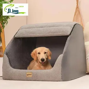 Golden Retriever Winter Dog Kennel Bed with Removable Cover - Medium to Large Breed