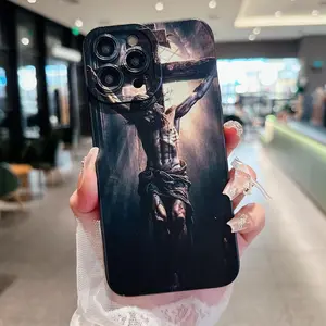 Cross & Jesus Pattern Phone Case, Anti-drop Cellphone Protective Case, Total Protective Shockproof Mobile Phone Cover for iPhone 11 12 13 14 15 16 17 Pro Max