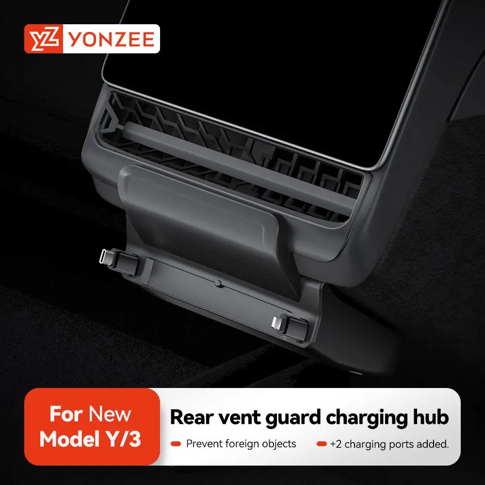 2026 New YZ For Tesla Model Y Juniper Model 3 Highland Rear Air Vent 27W Quick Charger USB Shunt HUB Power Splitter Apple Type-C Charger For your Cars