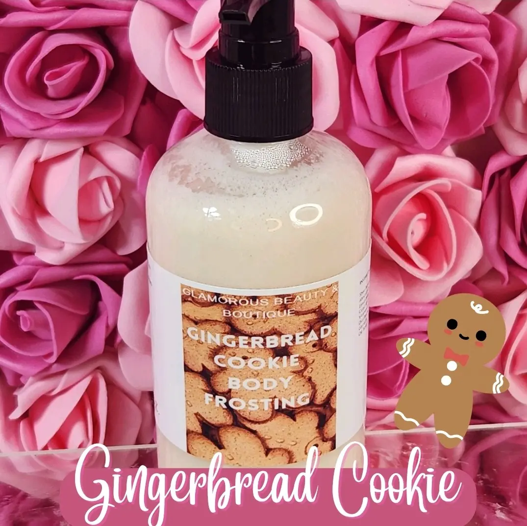 Gingerbread Cookie Scent Whipped Body Lotion - 8 oz Gentle Lightweight Hydrating Daily Moisturizer with Vitamins, Shea Butter, All-Natural Handmade Formula for Dry Sensitive Skin, Lock in Moisture, Scented, Anti-Aging, Skin Repair, Body Care, Restore, Moi