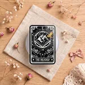 Magnetic Phone Grip Tarot Card The Reader Design, Witchy Mystical Phone Stand Holder, Removable Magnet Griptok For iPhone Android