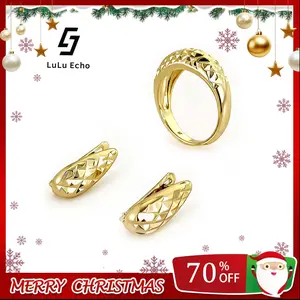 LuLuEcho 14K Gold Plated Tone Ring and Earring Set Exquisite Gift for Special Occasions Subtle Yet Striking Jewelry Pieces