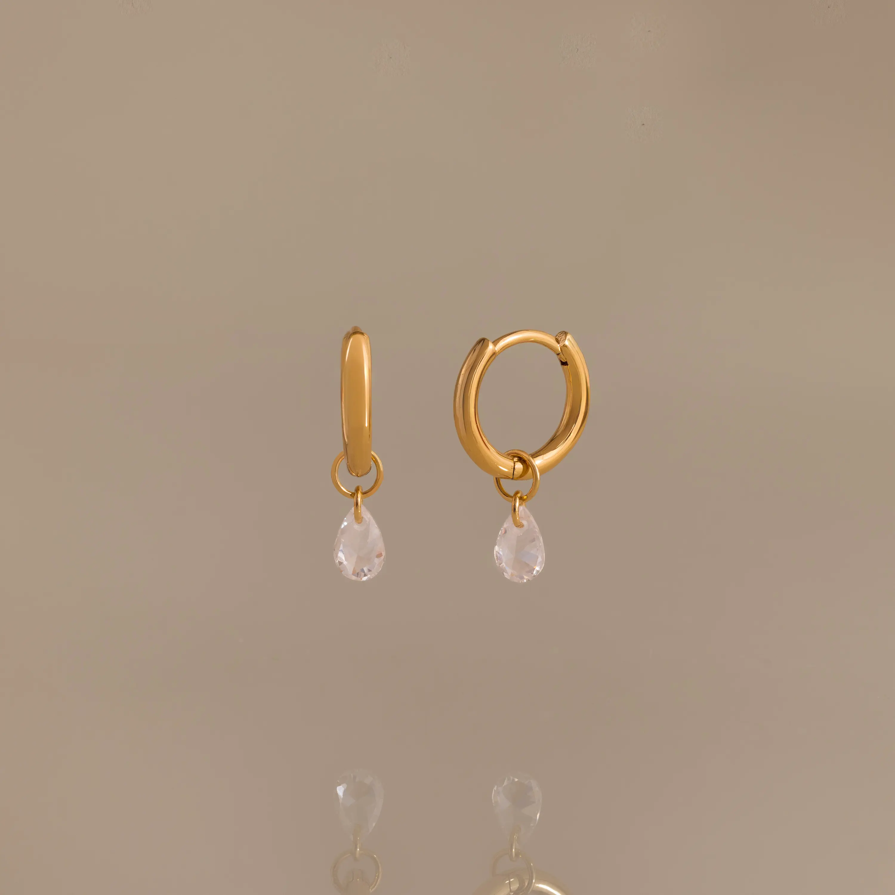 Diamond Raindrop Huggies by Caitlyn Minimalist - Dangling Teardrop Crystal Hoop Earrings - Dainty Wedding Jewelry - Bridal Shower Gift