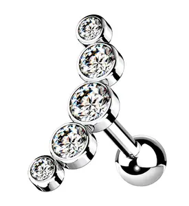 16G Clear Arc Gem Cartilage Barbell