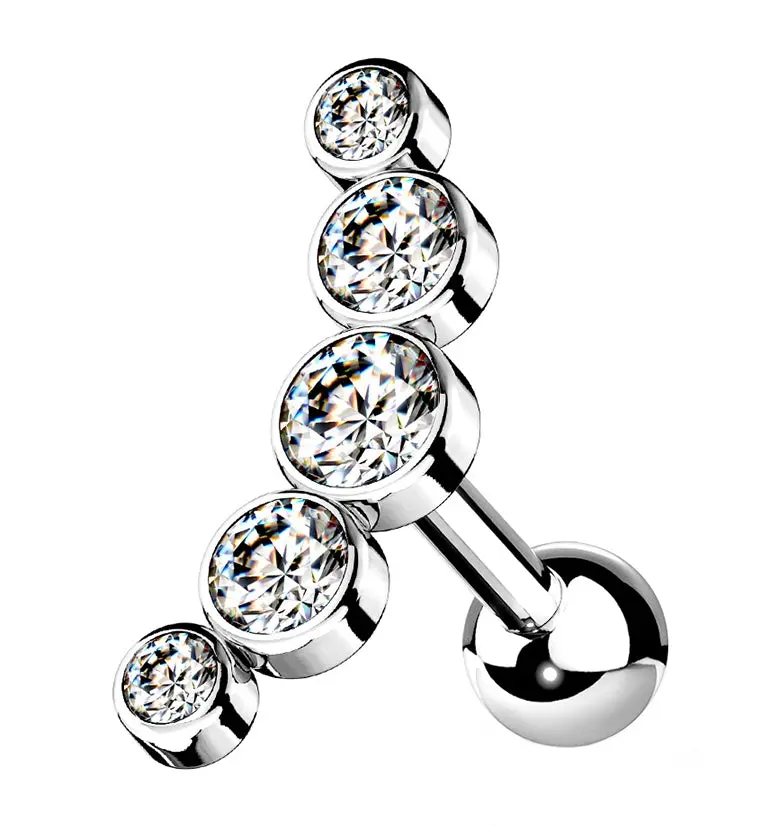 16G Clear Arc Gem Cartilage Barbell