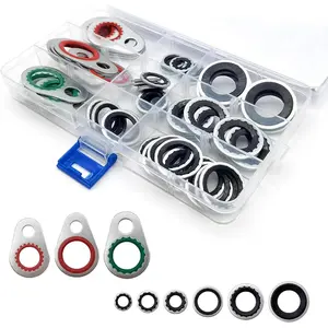 60 PCS A/C Compressor Seal Washer Kit 9 Sizes Gasket Bonded Seal Assortment Universal A/C System Compressor Port Gasket Accessories for Most Cars Multicolored