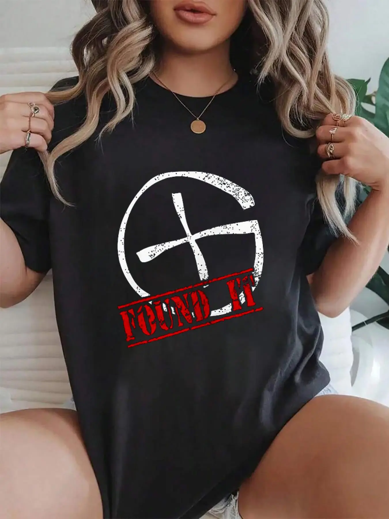 100% cotton Geocaching TShirt-Found It-Geocaching Shirt Women Men Women Graphic T-Shirt Cotton Print short Sleeve Casual Top, Summer Tee Womens Tops