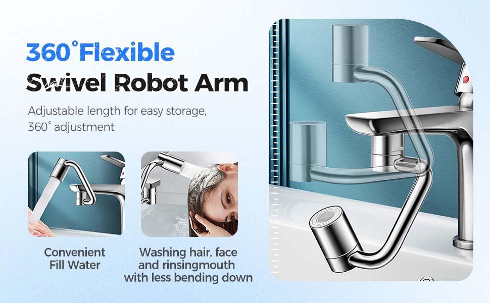 1440° Rotatable Faucet Aerator Extension, 2025 New 2 Modes Universal Sink Faucet for Splash Reduction, 1080° Rotating Multifunctional Faucet Extender for Bathroom Sink Kitchen