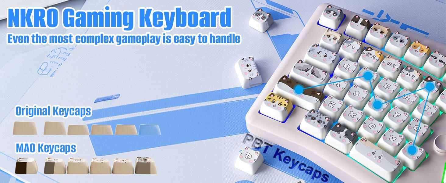 【NEW】LEOBOG*AULA Alice Keyboard, Bluetooth/2.4G Wireless/Type-C Ergonomic Pink Creamy Keyboard with RGB Functional Knob Joystick, 75% Layout Hot-Swappable Custom Keyboards for Win Mac Xbox PC Gamer