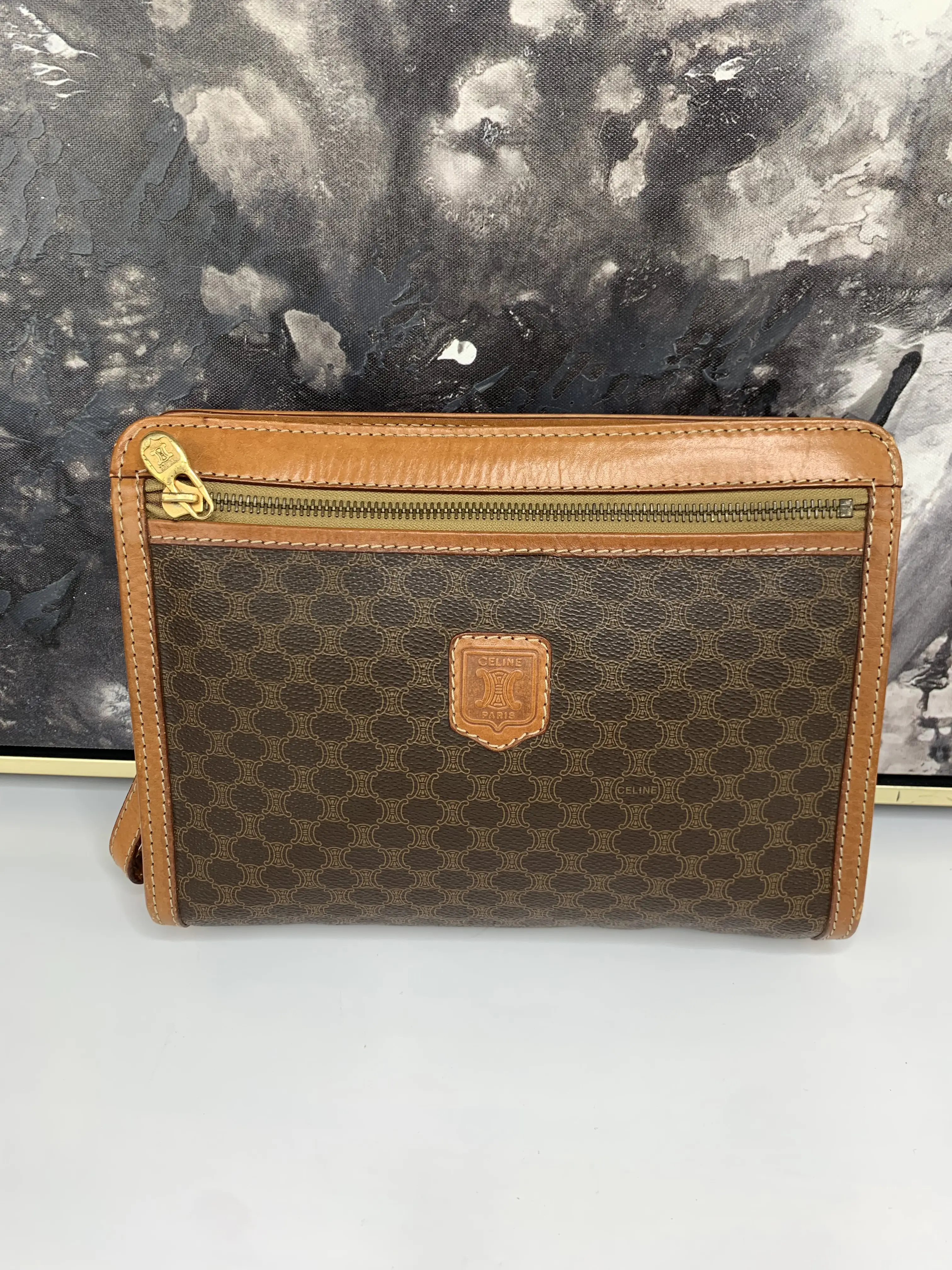 Pre-owned Celine leather and canvas Clutches & Wristlets Clutch