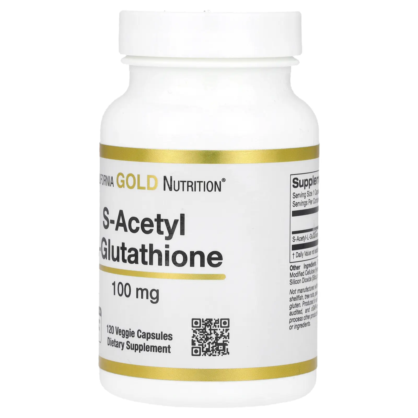 California Gold Nutrition S-Acetyl L-Glutathione, 100 mg, 120 Veggie  Capsules