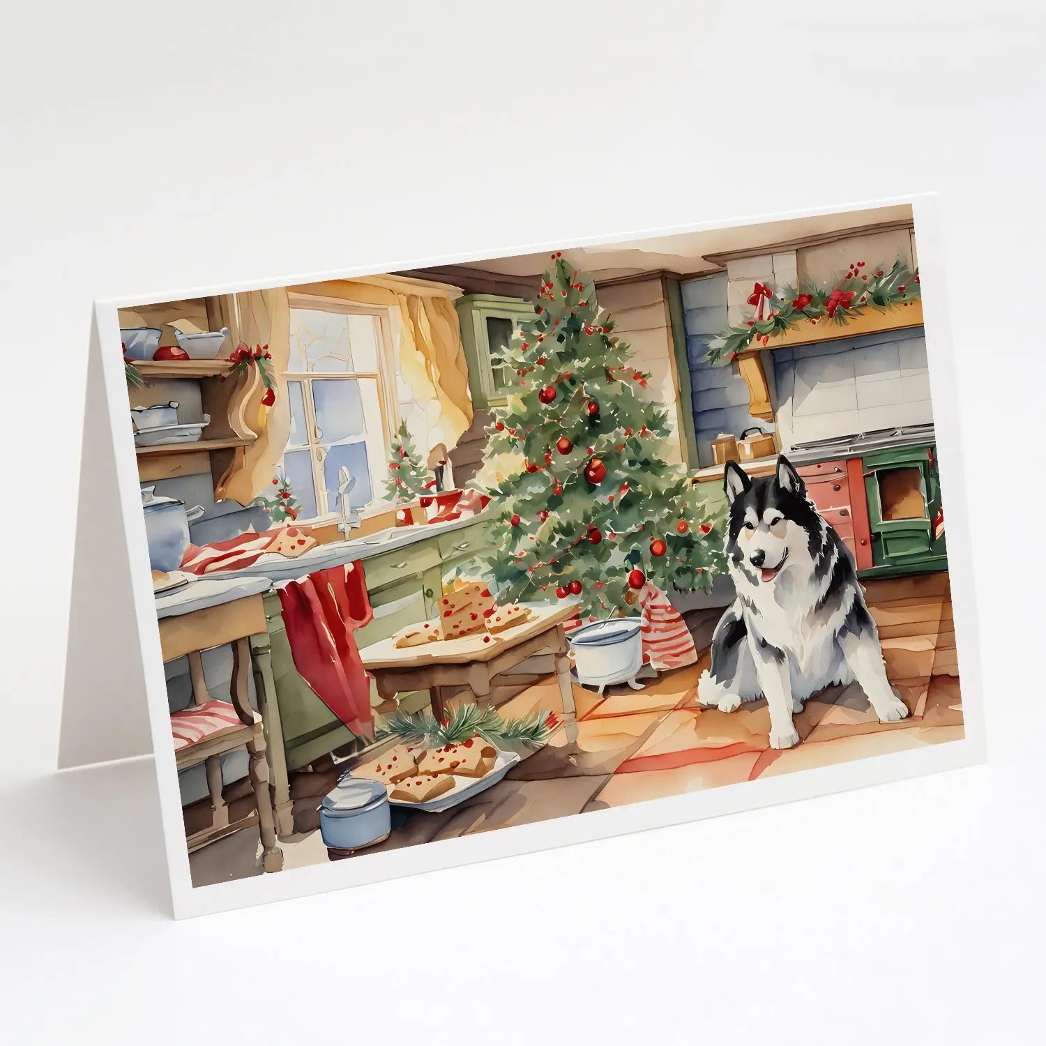 Alaskan Malamute Christmas Cookies Greeting Cards Pack of 8, Holidays, Anniversaries