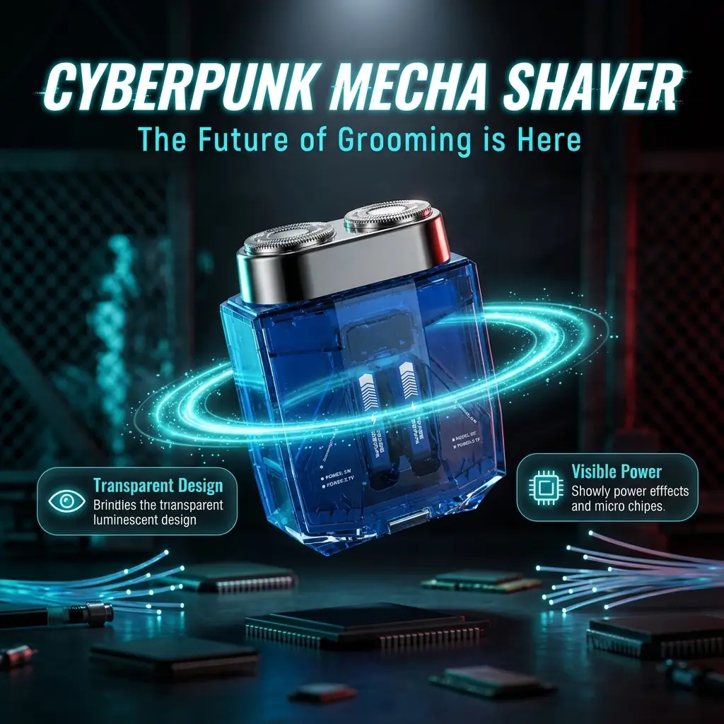 【Limited-Time Gift】Portable mecha razor Double engine highpower electric razor men's transparent razor set