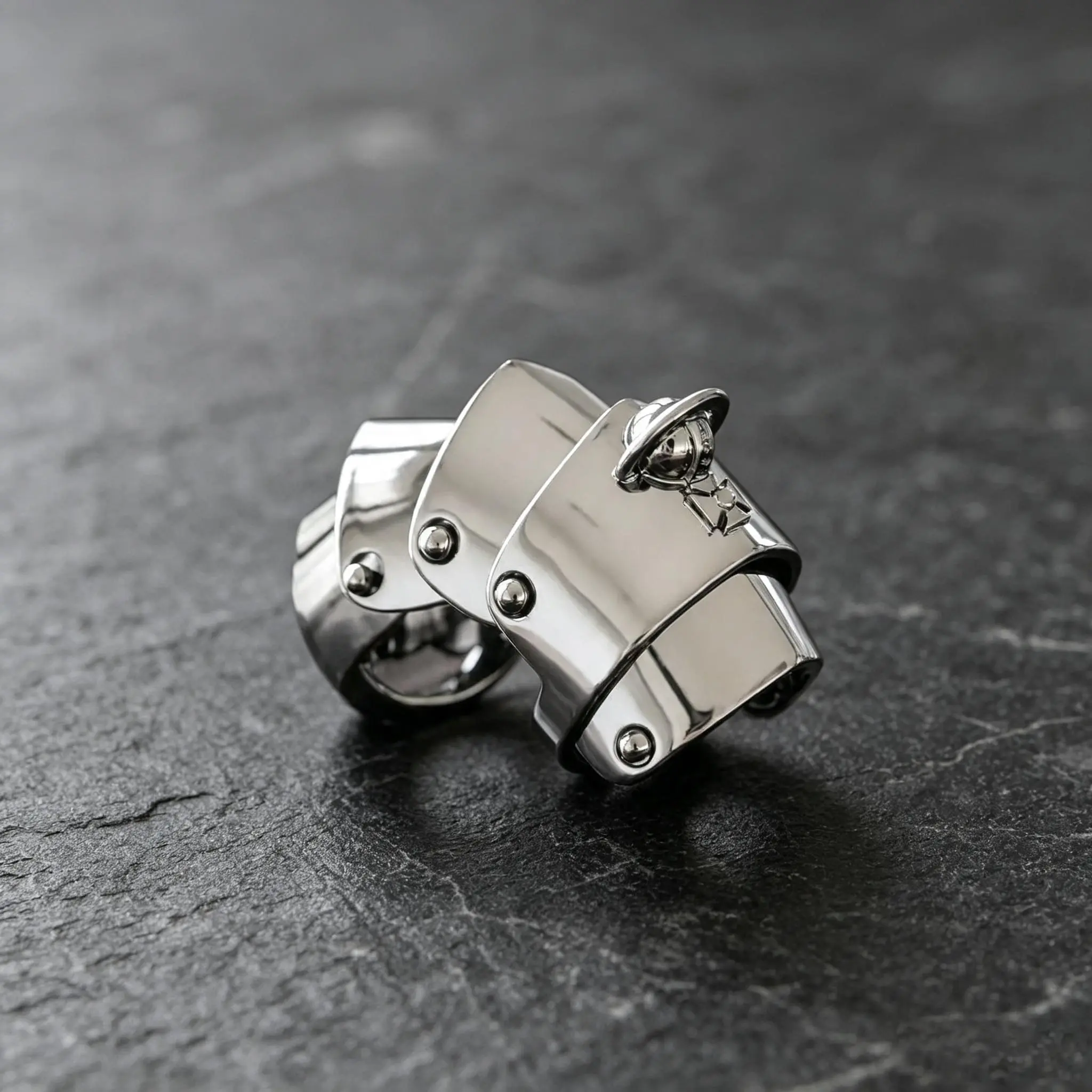 Nana Anime Inspired Metal Armor Ring, Gothic Punk Saturn Detail Band, Y2K Grunge Manga Jewelry, Unique Cosplay Accessory Gift for Anime Fans