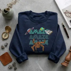 Rocky Project Hail Mary Embroidered Sweatshirt, Amaze Quotes Crewneck, Sci-Fi Space Lover Hoodie