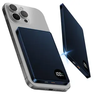 Mini Magnetic Wireless Charger 5000mah Power Bank, Supports Type C Fast Charging, LED Display, Ideal Travel Accessory for iPhone Series