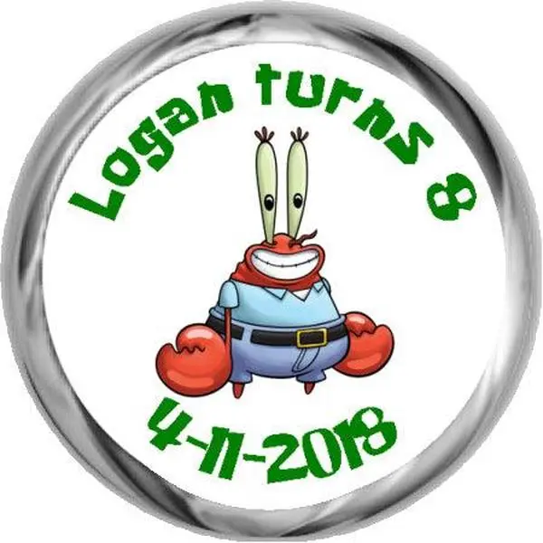 Mr. Krabs - Customized Hershey Kiss Sticker Favor