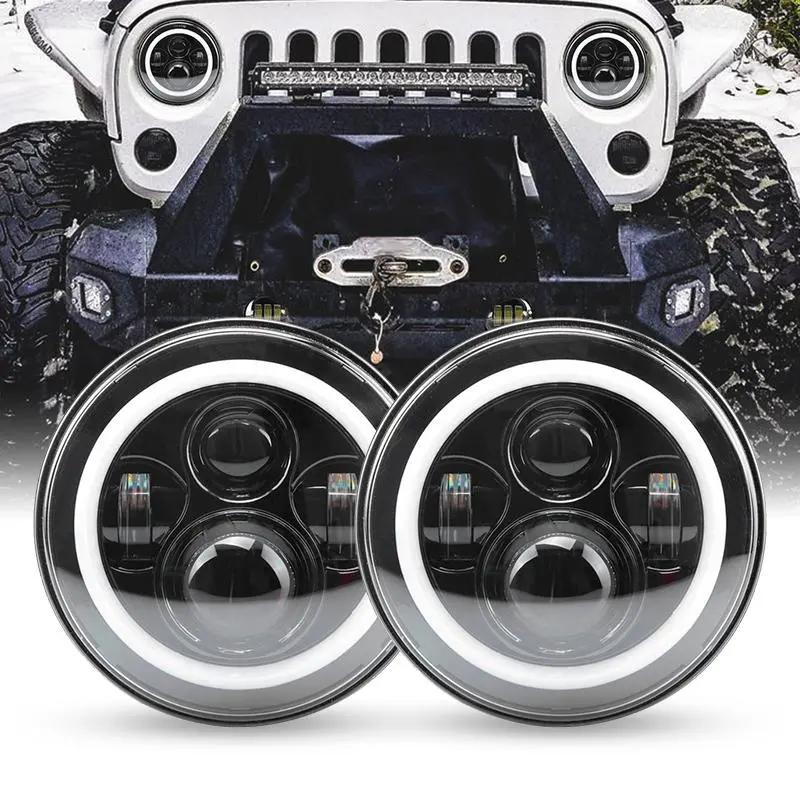 7 inch 80W LED Halo Headlights with DRL & Turn Signals for 1997-2018 Wrangler JK CJ TJ Ultra Bright LED Headlight Upgrade Kit