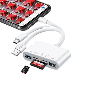 5-in-1 Memory Card Reader, USB C and USB A Devices with Micro SD & SD Card Slots, USB OTG Adapter & SD Card Reader for i-Phone/i-Pad, Supports SD/Micro SD/SDHC/SDXC/MMC,Simultaneous Charging and Reading