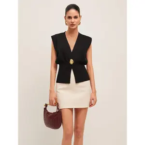 V-Neck Buttoned Detail Sweater Vest