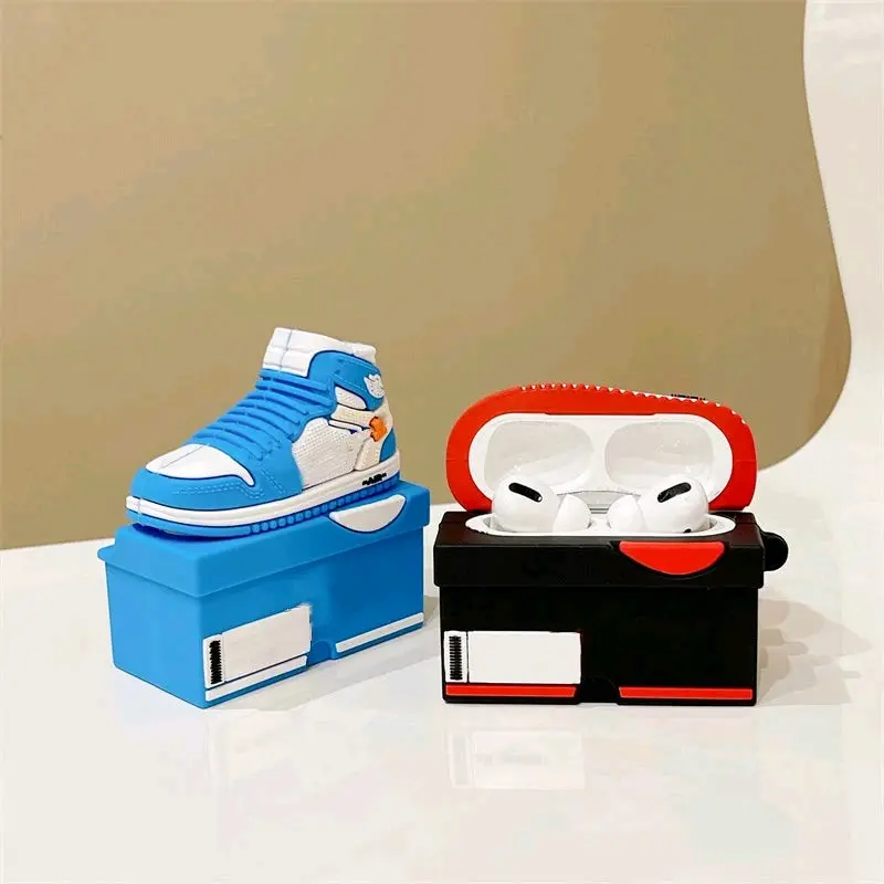 Inventive Red Basketball Sports Shoes Box Bluetooth Headset Cover for Airpods 1 2 3 Pro Headphone Cover Wireless Earphone Box
