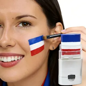 Three-Color World Cup Flag Face Paint Stick, Waterproof Fan Body Paint for Football Events, Festivals, Parties, Non-Toxic, Easy Apply & Remove