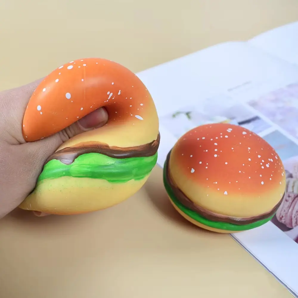 Toast Sliced Bread Stress Toy Simulated Hamburger Biscuit Squishes Toy Sensory Fidget Toys for Kids & Adult Funny Squeeze Toy