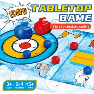 4-In-1 Curling/golf/basketball/football Tabletop Game Set, Educational Fun Competitive Toy, Parent-Child Interactive Party Game, Family Board Games
