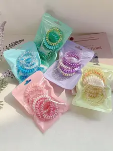 6-Pack Gradient Spiral Hair Ties, Seamless Women's Hair Bands, Candy Color Hair Accessories, Non-Damaging Design, Ideal for Daily Use and Styling